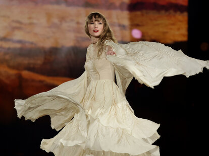 aylor Swift performs during “Taylor Swift | The Eras Tour” at the National Stadium on March 02, 2024 in Singapore