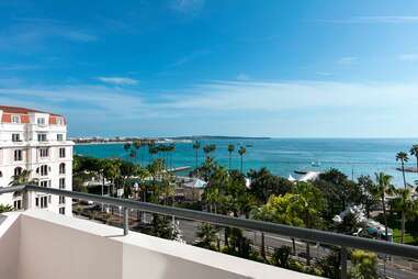 A view of the sea from the Hôtel Barrière Le Majestic in Cannes, France 