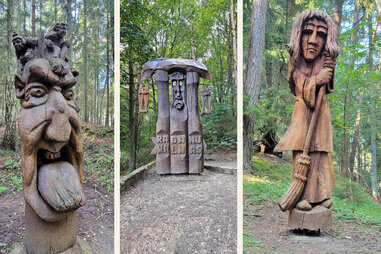 wood carvings in the hill of witches on curonian spit lithuania