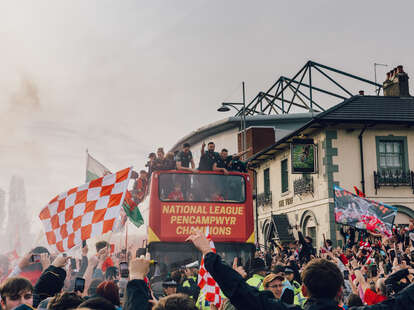 wrexham football supporters parade van afc 2023