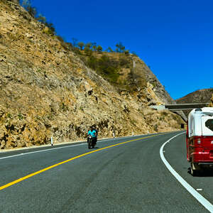 tuk tuk traveling down barranca larga-ventanilla highway oaxaca mexico 