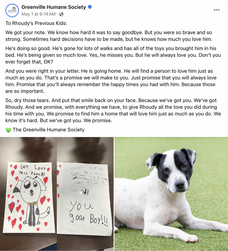 Animal Shelter Replies To Kids Who Surrendered Dog With A Heartbreaking ...
