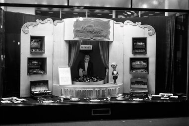 An archival image of what the Newbridge Silverware store looked like when it still specialized in producing silverware.
