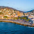 An aerial view of the downtown and church in Puerto Vallarta, Mexico.