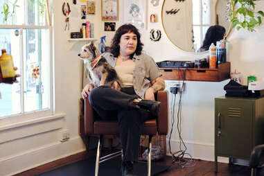 Bandit Hair Company Hannah Peterson and her dog