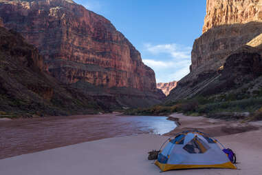 A tent alongside the Colorado River
