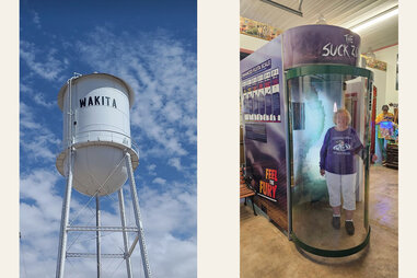 wakita water tower and linda wade the proprietor of the twister museum