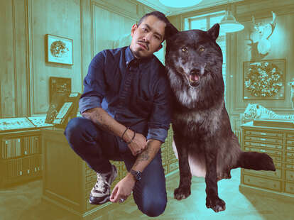 thomas block taxidermy deyrolle paris wolf collage