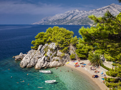 A beach on the Makarska Riviera in Brela, Dalmatia, Croatia