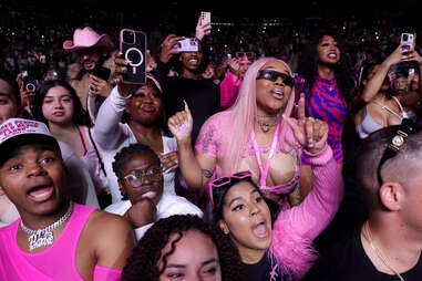 Fans react during Nicki Minaj Presents: Pink Friday 2 World Tour at Madison Square Garden