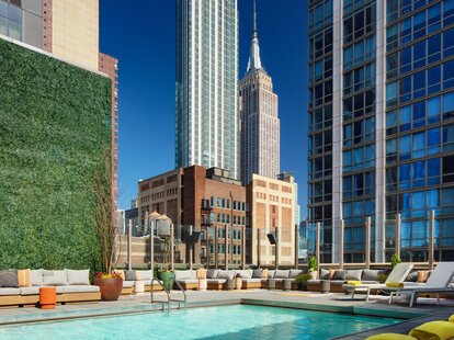 The Penthouse on Park pool at the Royalton Park Avenue Hotel flaunts views of the Empire State Building