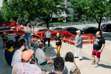 Close Friends Collective guides at the first stop of the tour