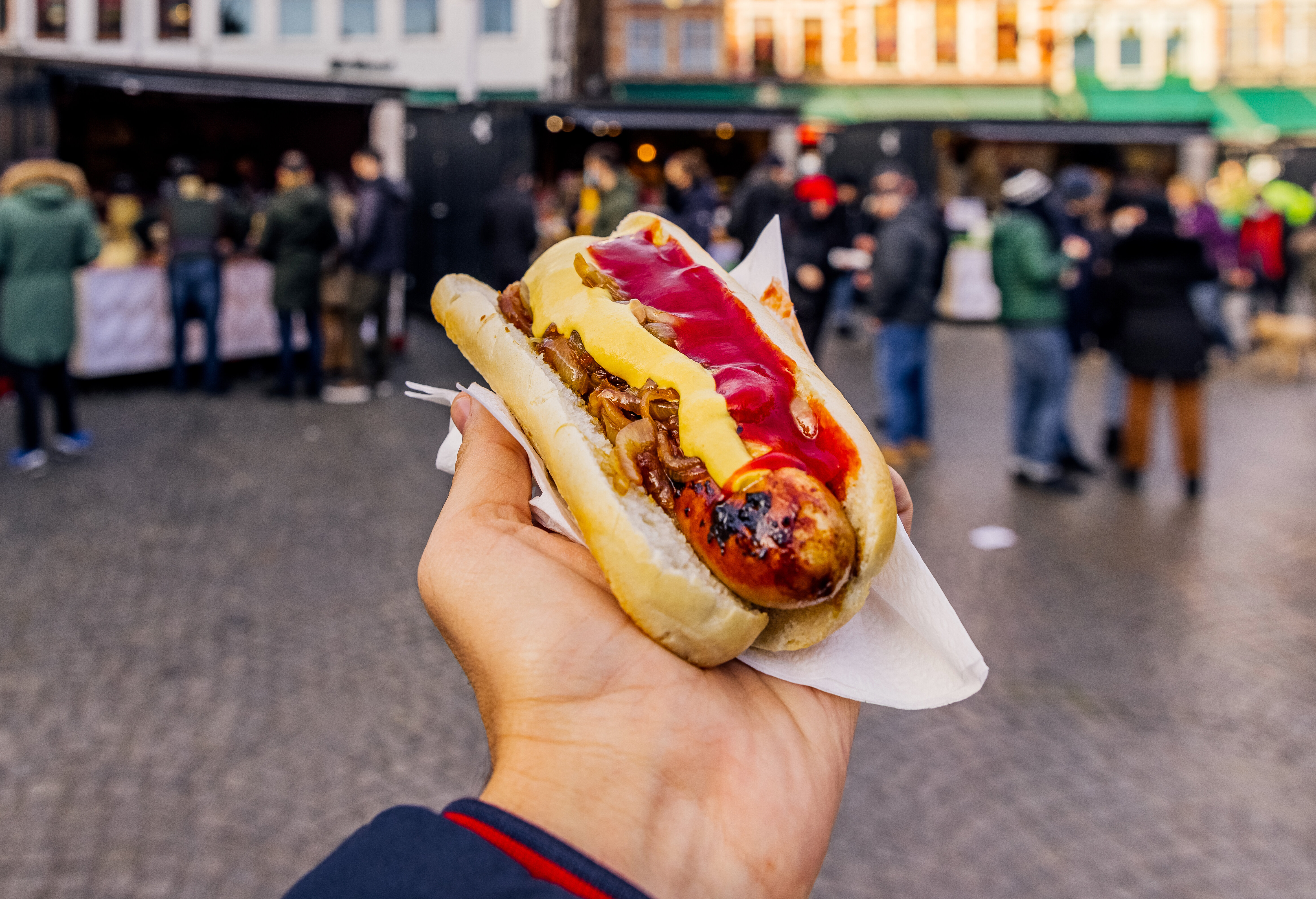 hot dog with mustard