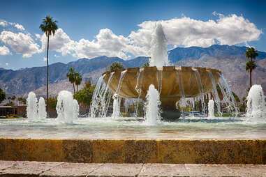 fountain at Palm Springs airport