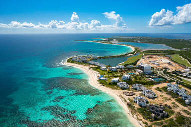 Aerial of Rendezvous Bay, Cove Bay Beach, Anguilla