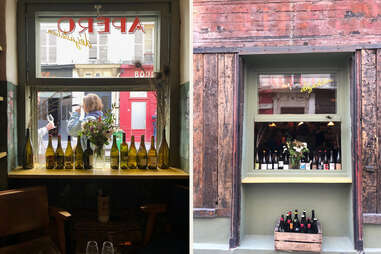 wine window at septime restaurant in paris