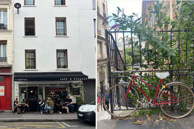 COMETS Cafe off the Charonne metro stop and a bicycle in Bellevue Paris