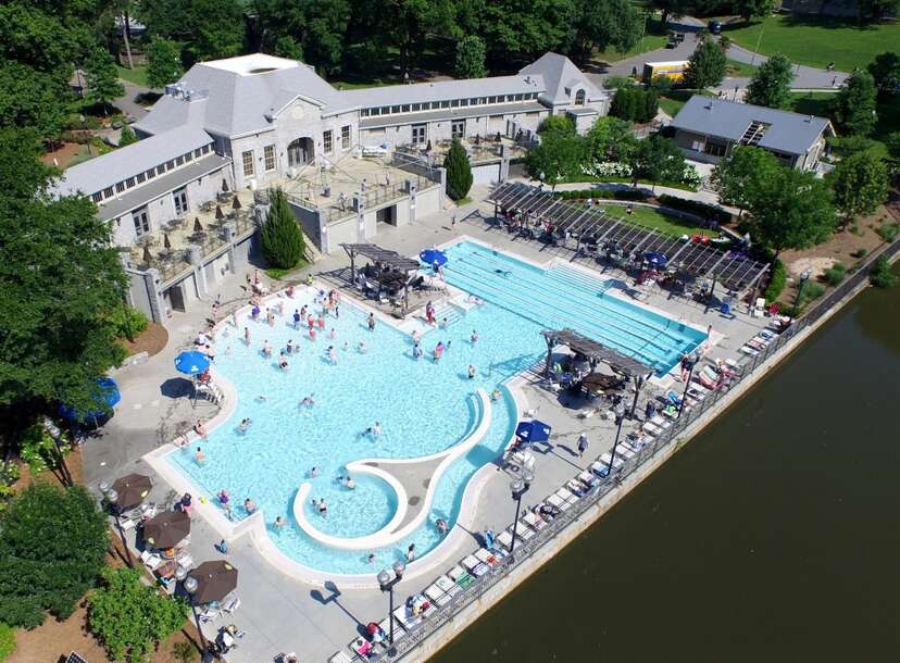 overhead view of Piedmont Park pool in Atlanta