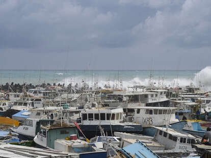  Damaged fishing boats pile up against each other after Hurricane Beryl at the Bridgetown Fish Market, Bridgetown, Barbados. 