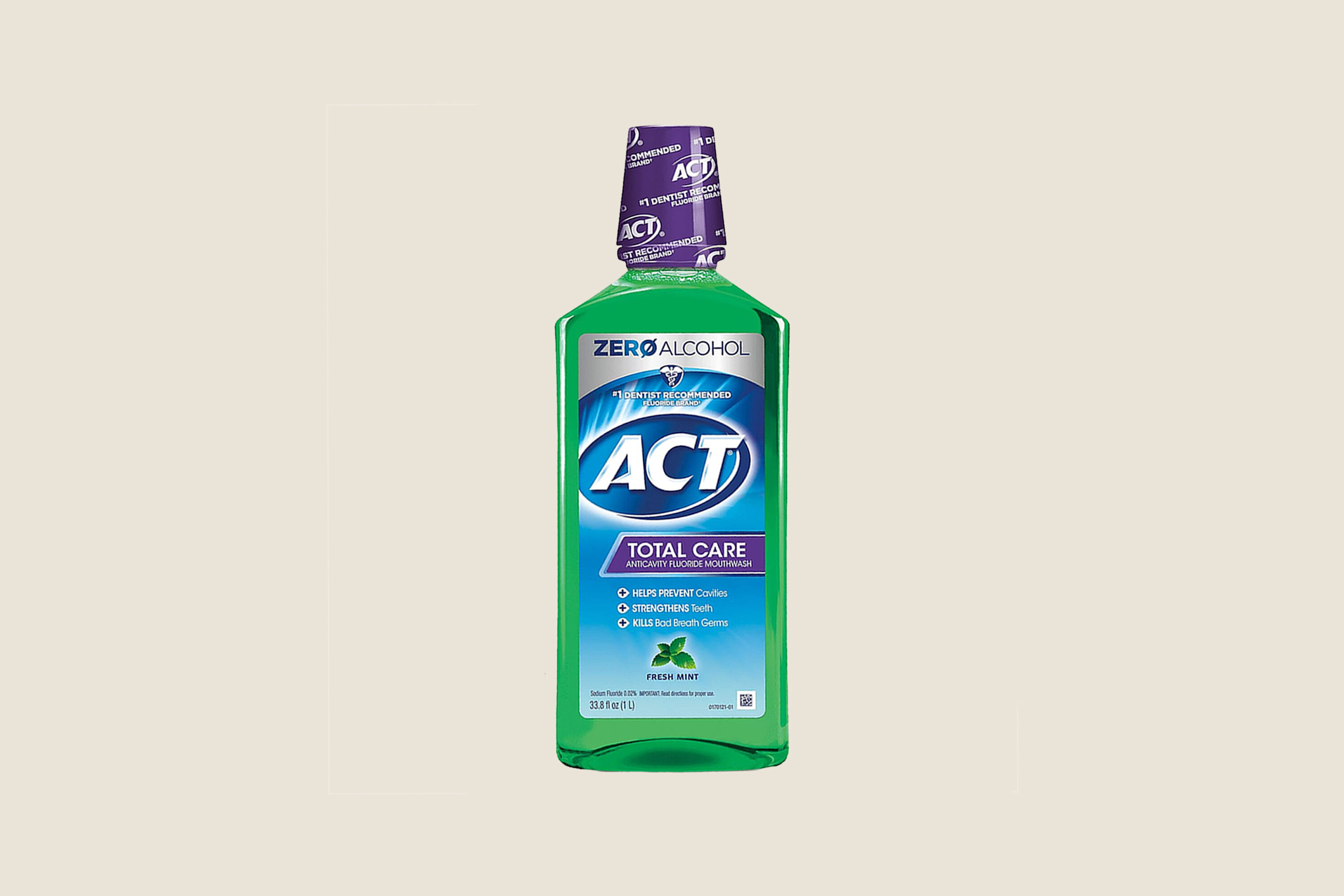 A bottle of ACT mouth wash.