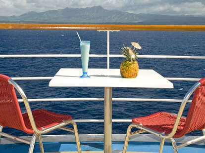 cocktails on the upper deck of a cruise