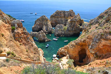 Ponta da Piedade bay, cliffs and rocks scenic landscape in Algarve, Portugal.