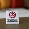 No smoking sign inside the room in the hotel