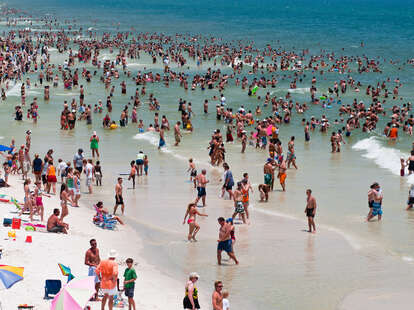 A packed beach in Pensacola, Florida