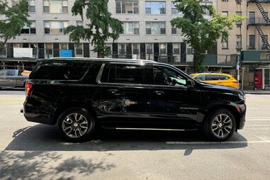 A sleek, black Suburban ready to take us to Montauk.