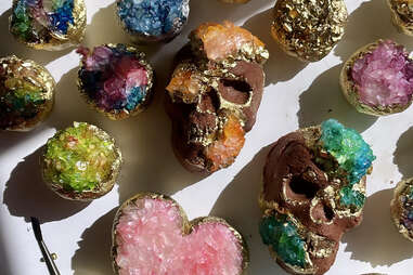 cookies baked to look like crystals in different colors 