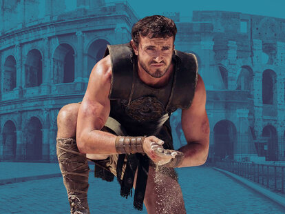 A collage of Paul Mescal and a colosseum.