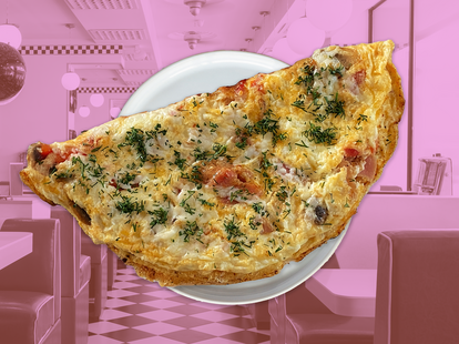 big food challenge eating giant omelette