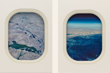 landscape painting boeing 737 airplane window