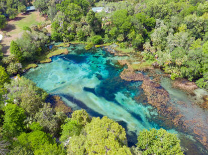 An aerial view of Rainbow Springs State Park, in Marion County Florida.