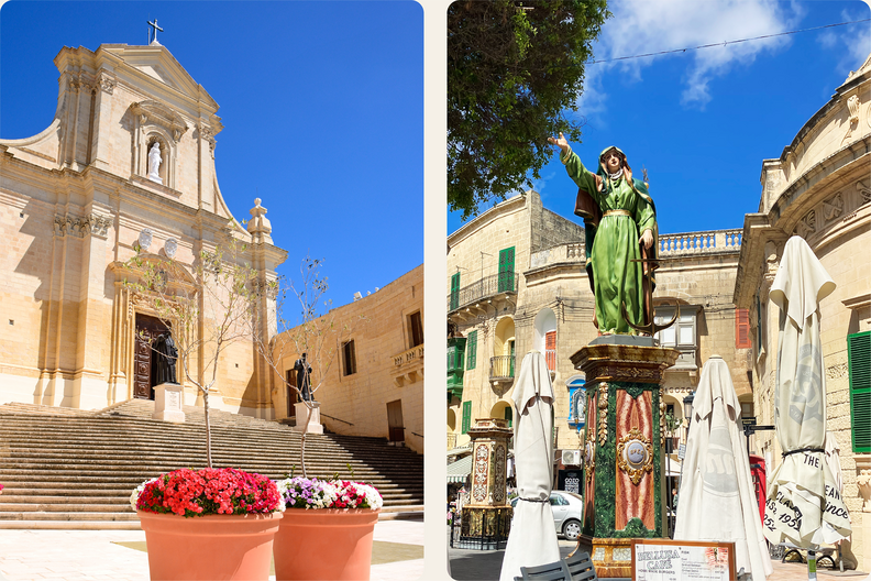Citadel of Victoria and Pjazza Indipendenza on the island of Gozo
