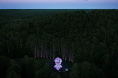 Polly Pocket Airbnb at night