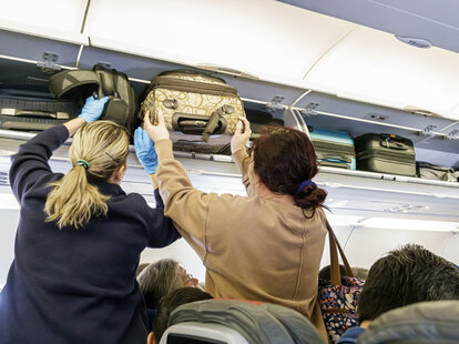 airline flight attendant overhead bin bag
