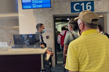 passengers boarding flight