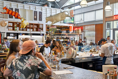 Organic Foods and wines are for sale at a specialty store in Napa, California
