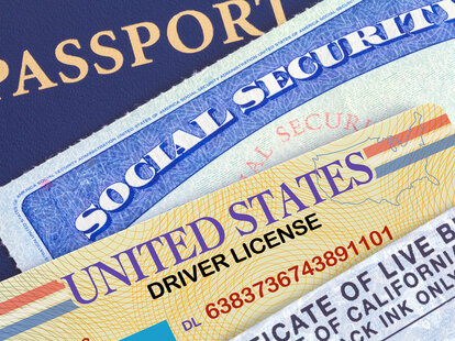 a passport, a driver’s license, and a social security card
