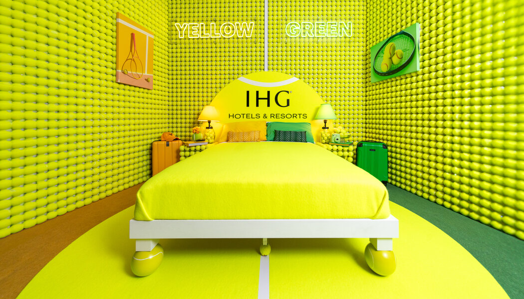 IHG NYC hotel room asks: Is a tennis ball green or yellow?