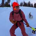 Woman And Her Husky Loving Skiing Together