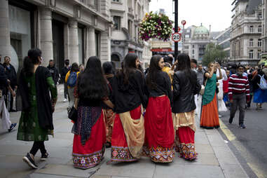 Indian women in traditional outfits in London, England