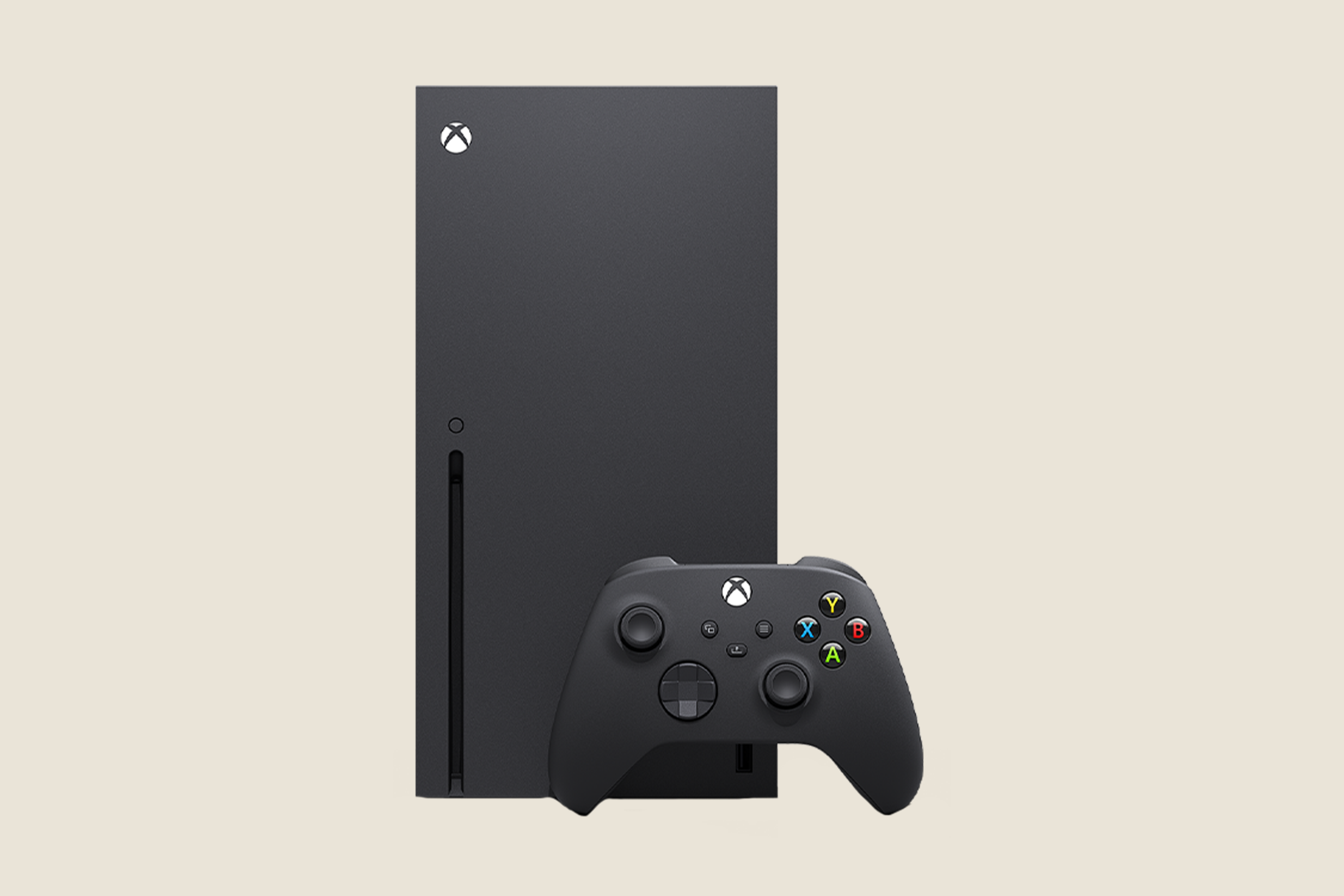 An Xbox Series X console and controller.
