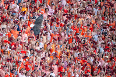 Eagle Independence of the Auburn Tigers flies prior to the game against the Alabama A&M Bulldogs at Jordan-Hare Stadium on August 31, 2024 in Auburn, Alabama