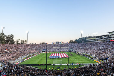 The opening ceremony prior to the match between Los Angeles Galaxy and Los Angeles FC at the Rose Bowl on July 4, 2024 in Pasadena, California