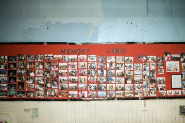 a poster display of photographs titled “Memory Lane”