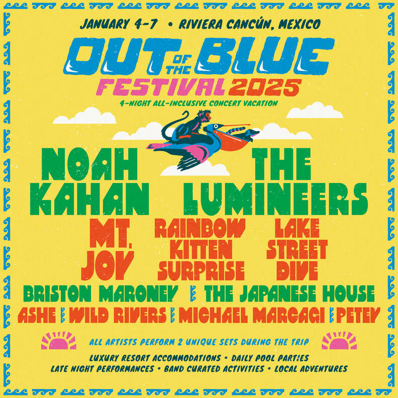 Out of the Blue Festival 2025 music festival poster lineup. 