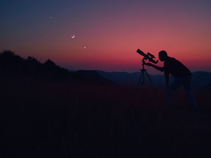 stargazing through telescope