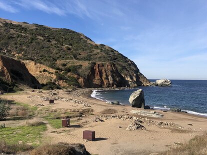 sunset campsite on catalina island off the coast of los angeles